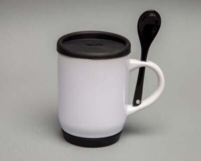 Color Mug With Spoon and Silicon Lid